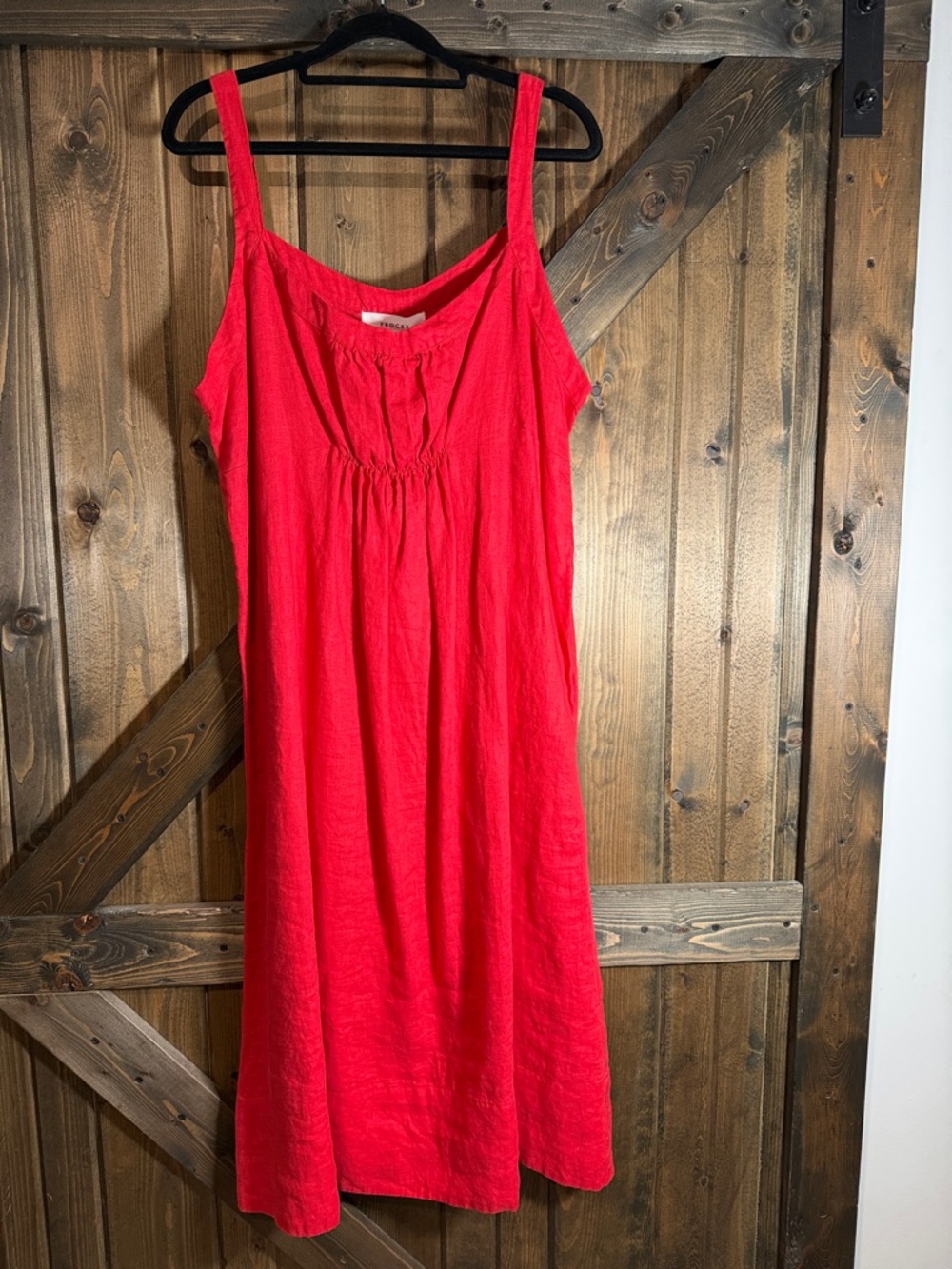 Bright Red Sleeveless 💯 Linen Dress